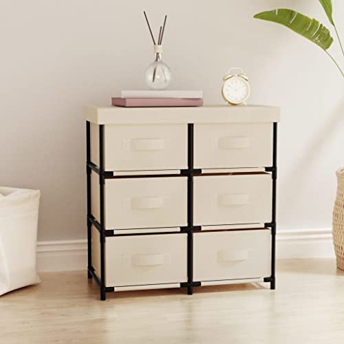 WDGJJFECNMUEHI 6 Drawer Storage Cabinet Organizer with Steel Frame, Fabric Shelves for Bedroom Closet Organization, Cream Unit 55x29x55 cm, Space Saving Home Storage Solution von WDGJJFECNMUEHI