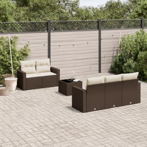 WDGJJFECNMUEHI 6-Piece Garden Sofa Set with Cushions Brown PE Rattan Outdoor Furniture for Patio Terrace, Weather-Resistant Modular Sectional Sofa Group with Storage & Glass Table WDGJJFECNMUEHI 6-Piece Garden Sofa Set with Cushions Brown PE Rattan Outdoor Furniture for Patio Terrace, Weather-Resistant Modular Sectional Sofa Group with Storage & Glass Table von WDGJJFECNMUEHI
