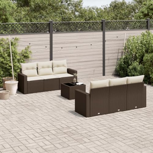 WDGJJFECNMUEHI 7-Piece Garden Sofa Set with Cushions Brown PE Rattan Outdoor Furniture for Patio Terrace, Weather-Resistant Modular Sectional Sofa Set with Storage Space & Glass Table WDGJJFECNMUEHI 7-Piece Garden Sofa Set with Cushions Brown PE Rattan Outdoor Furniture for Patio Terrace, Weather-Resistant Modular Sectional Sofa Set with Storage Space & Glass Table von WDGJJFECNMUEHI