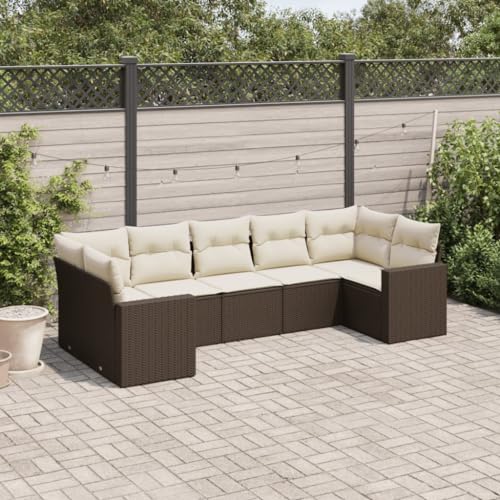 WDGJJFECNMUEHI 7-Piece Garden Sofa Set with Cushions Brown PE Rattan Outdoor Furniture for Patio Terrace Backyard Modular Design Weather-Resistant Comfortable Seating WDGJJFECNMUEHI 7-Piece Garden Sofa Set with Cushions Brown PE Rattan Outdoor Furniture for Patio Terrace Backyard Modular Design Weather-Resistant Comfortable Seating von WDGJJFECNMUEHI