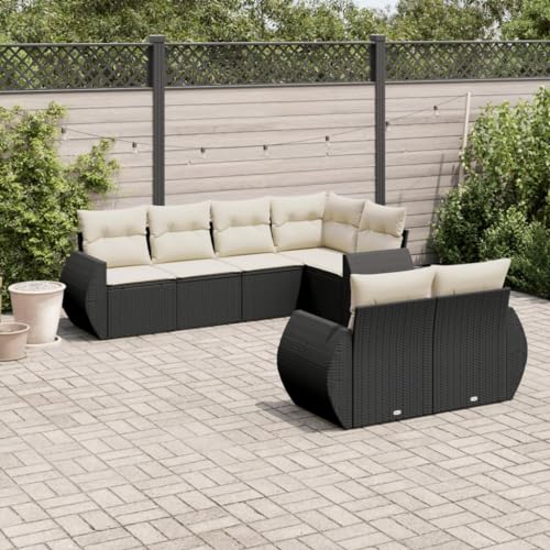 WDGJJFECNMUEHI 7-Piece Outdoor Garden Sofa Set with Cushions Black PE Rattan Patio Furniture Modular Sectional Wicker Lounge Set for Terrace Backyard Poolside Weather-Resistant Durable Comfortable WDGJJFECNMUEHI 7-Piece Outdoor Garden Sofa Set with Cushions Black PE Rattan Patio Furniture Modular Sectional Wicker Lounge Set for Terrace Backyard Poolside Weather-Resistant Durable Comfortable von WDGJJFECNMUEHI