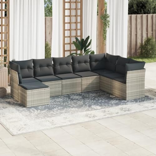 WDGJJFECNMUEHI 7-TLG. Garten-Essgruppe mit Kissen Braun Poly Rattangarten Lounge gartenmöbel Set Lounge gartenmöbelset gartenmöbel setGeeignet für Gartenterrassen von WDGJJFECNMUEHI