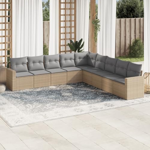 WDGJJFECNMUEHI 7-TLG. Garten-Essgruppe mit Kissen Braun Poly Rattangarten Lounge gartenmöbel Set gartenmöbel Set Lounge gartenmöbelsetGeeignet für Gartenterrassen von WDGJJFECNMUEHI