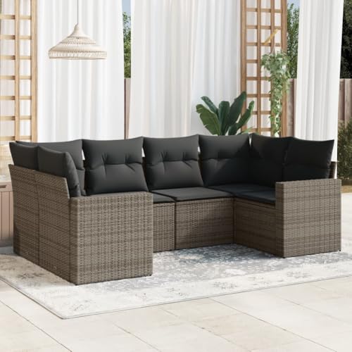 WDGJJFECNMUEHI 7-TLG. Garten-Essgruppe mit Kissen Braun Poly Rattangartenmöbel Set Garten Lounge gartenmöbelset gartenmöbel Set loungeGeeignet für Gartenterrassen von WDGJJFECNMUEHI
