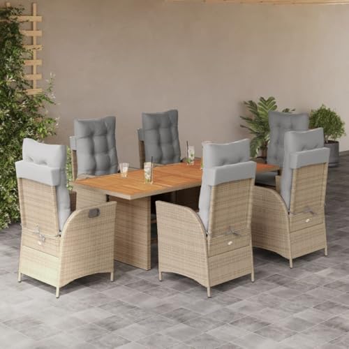 WDGJJFECNMUEHI 7-TLG. Garten-Essgruppe mit Kissen Braun Poly Rattangartenmöbel Set Lounge gartenmöbel Set gartenmöbelset Garten loungeGeeignet für Gartenterrassen von WDGJJFECNMUEHI