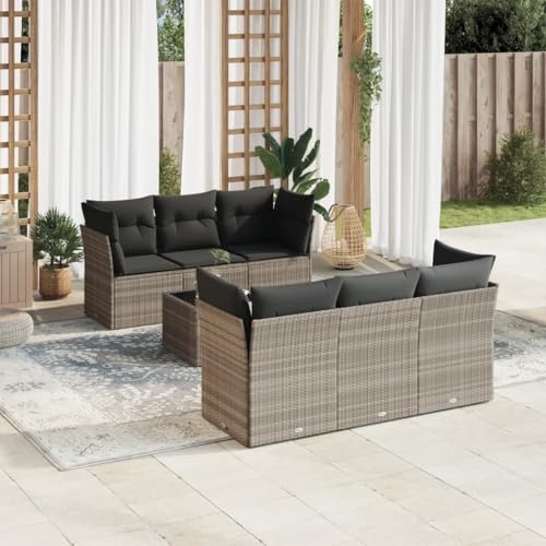 WDGJJFECNMUEHI 7-TLG. Garten-Essgruppe mit Kissen Braun Poly Rattangartenmöbel Set gartenmöbelset Garten Lounge gartenmöbel Set loungeGeeignet für Gartenterrassen von WDGJJFECNMUEHI