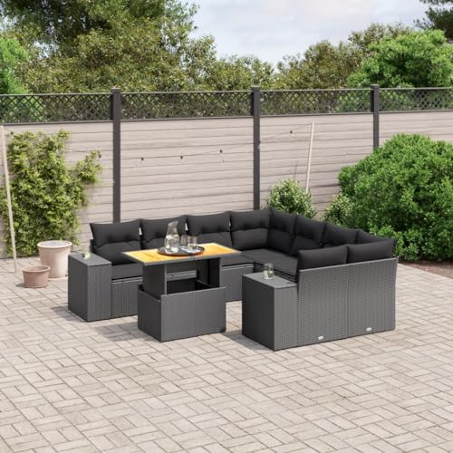 WDGJJFECNMUEHI 7-TLG. Garten-Essgruppe mit Kissen Braun Poly Rattangartenmöbel Set gartenmöbelset Garten Lounge gartenmöbel Set loungeGeeignet für Gartenterrassen von WDGJJFECNMUEHI