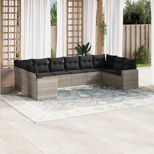 WDGJJFECNMUEHI 7-TLG. Garten-Essgruppe mit Kissen Grau Poly Rattangarten Lounge gartenmöbel Set Lounge gartenmöbelset gartenmöbel setGeeignet für Gartenterrassen von WDGJJFECNMUEHI
