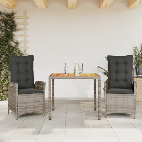WDGJJFECNMUEHI 7-TLG. Garten-Essgruppe mit Kissen Grau Poly Rattangarten Lounge gartenmöbel Set gartenmöbel Set Lounge gartenmöbelsetGeeignet für Gartenterrassen von WDGJJFECNMUEHI