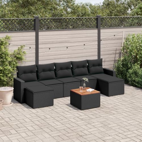 WDGJJFECNMUEHI 7-TLG. Garten-Essgruppe mit Kissen Grau Poly Rattangarten Lounge gartenmöbelset gartenmöbel Set gartenmöbel Set loungeGeeignet für Gartenterrassen von WDGJJFECNMUEHI