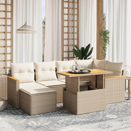 WDGJJFECNMUEHI 7-TLG. Garten-Essgruppe mit Kissen Grau Poly Rattangartenmöbel Set Lounge Garten Lounge gartenmöbelset gartenmöbel setGeeignet für Gartenterrassen WDGJJFECNMUEHI 7-TLG. Garten-Essgruppe mit Kissen Grau Poly Rattangartenmöbel Set Lounge Garten Lounge gartenmöbelset gartenmöbel setGeeignet für Gartenterrassen von WDGJJFECNMUEHI