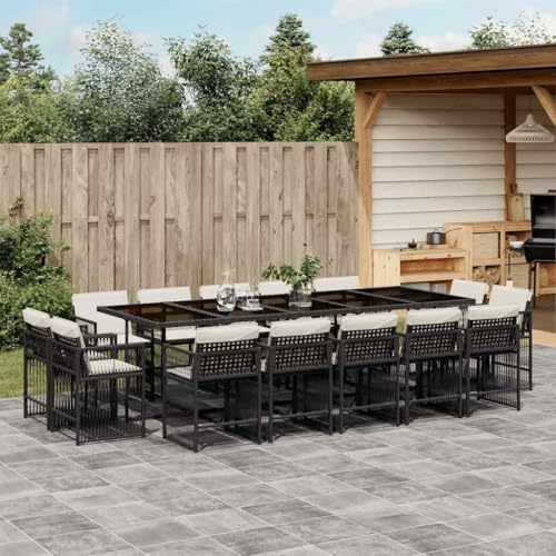 WDGJJFECNMUEHI 7-TLG. Garten-Essgruppe mit Kissen Grau Poly Rattangartenmöbel Set Lounge gartenmöbelset Garten Lounge gartenmöbel setGeeignet für Gartenterrassen von WDGJJFECNMUEHI