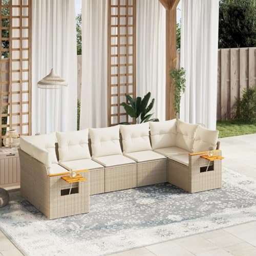 WDGJJFECNMUEHI 7-TLG. Garten-Essgruppe mit Kissen Grau Poly Rattangartenmöbelset gartenmöbel Set Lounge gartenmöbel Set Garten loungeGeeignet für Gartenterrassen von WDGJJFECNMUEHI