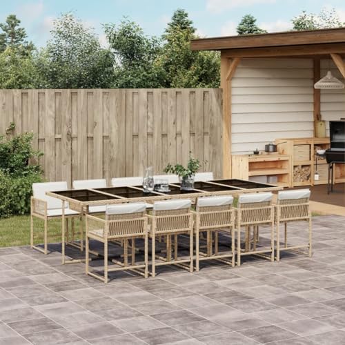 WDGJJFECNMUEHI 7-TLG. Garten-Essgruppe mit Kissen Grau Poly Rattangartenmöbelset gartenmöbel Set Lounge gartenmöbel Set Garten loungeGeeignet für Gartenterrassen von WDGJJFECNMUEHI