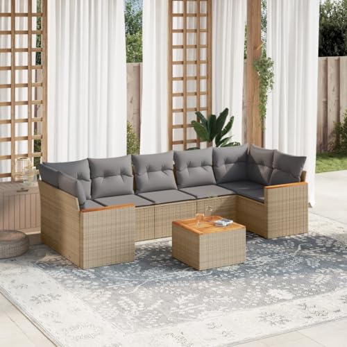 WDGJJFECNMUEHI 7-TLG. Garten-Essgruppe mit Kissen Schwarz Poly Rattangarten Lounge gartenmöbel Set Lounge gartenmöbelset gartenmöbel setGeeignet für Gartenterrassen von WDGJJFECNMUEHI
