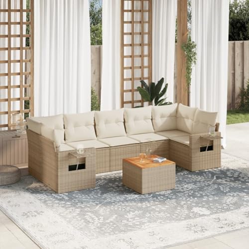 WDGJJFECNMUEHI 7-TLG. Garten-Essgruppe mit Kissen Schwarz Poly Rattangartenmöbel Set gartenmöbelset Garten Lounge gartenmöbel Set loungeGeeignet für Gartenterrassen von WDGJJFECNMUEHI