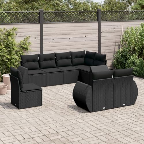 WDGJJFECNMUEHI 8-Piece Garden Sofa Set with Cushions Black PE Rattan Outdoor Furniture for Patio Terrace Backyard Weather-Resistant Modular Design Comfortable Seating WDGJJFECNMUEHI 8-Piece Garden Sofa Set with Cushions Black PE Rattan Outdoor Furniture for Patio Terrace Backyard Weather-Resistant Modular Design Comfortable Seating von WDGJJFECNMUEHI