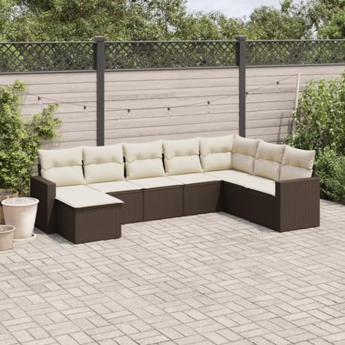 WDGJJFECNMUEHI 8-Piece Garden Sofa Set with Cushions Brown PE Rattan Outdoor Furniture for Patio Terrace, Weather-Resistant Modular Sectional Sofa Group with Storage & Washable Covers WDGJJFECNMUEHI 8-Piece Garden Sofa Set with Cushions Brown PE Rattan Outdoor Furniture for Patio Terrace, Weather-Resistant Modular Sectional Sofa Group with Storage & Washable Covers von WDGJJFECNMUEHI