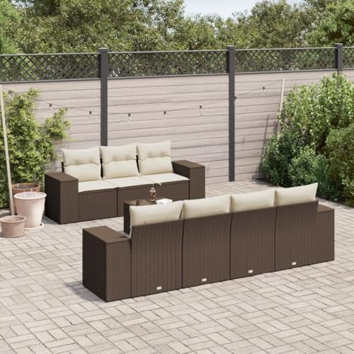 WDGJJFECNMUEHI 8-Piece Garden Sofa Set with Cushions Brown PE Rattan Outdoor Furniture for Patio Terrace, Weather-Resistant Modular Sectional Sofa Set with Glass Table & Washable Covers WDGJJFECNMUEHI 8-Piece Garden Sofa Set with Cushions Brown PE Rattan Outdoor Furniture for Patio Terrace, Weather-Resistant Modular Sectional Sofa Set with Glass Table & Washable Covers von WDGJJFECNMUEHI