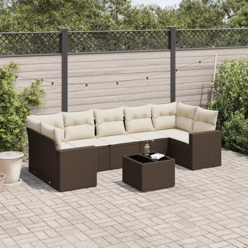 WDGJJFECNMUEHI 8-Piece Garden Sofa Set with Cushions Brown PE Rattan Outdoor Furniture for Patio Terrace, Weather-Resistant Modular Sectional Sofa Set with Storage Glass Table and Washable Covers WDGJJFECNMUEHI 8-Piece Garden Sofa Set with Cushions Brown PE Rattan Outdoor Furniture for Patio Terrace, Weather-Resistant Modular Sectional Sofa Set with Storage Glass Table and Washable Covers von WDGJJFECNMUEHI
