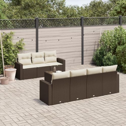 WDGJJFECNMUEHI 8-Piece Garden Sofa Set with Cushions Brown PE Rattan Outdoor Furniture for Patio Terrace, Weather-Resistant Modular Sectional Sofa Set with Storage & Glass Table WDGJJFECNMUEHI 8-Piece Garden Sofa Set with Cushions Brown PE Rattan Outdoor Furniture for Patio Terrace, Weather-Resistant Modular Sectional Sofa Set with Storage & Glass Table von WDGJJFECNMUEHI