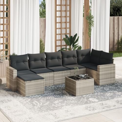 WDGJJFECNMUEHI 8-Piece Garden Sofa Set with Cushions Light Gray PE Rattan Outdoor Furniture for Patio Terrace Includes Modular Sectional Table Storage Waterproof Cover UV Resistant WDGJJFECNMUEHI 8-Piece Garden Sofa Set with Cushions Light Gray PE Rattan Outdoor Furniture for Patio Terrace Includes Modular Sectional Table Storage Waterproof Cover UV Resistant von WDGJJFECNMUEHI