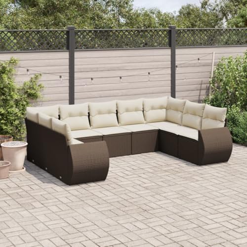 WDGJJFECNMUEHI 9-Piece Garden Sofa Set with Cushions Brown PE Rattan Outdoor Furniture for Patio Terrace Backyard Modular Sectional Sofa Set Weather-Resistant Durable Comfortable WDGJJFECNMUEHI 9-Piece Garden Sofa Set with Cushions Brown PE Rattan Outdoor Furniture for Patio Terrace Backyard Modular Sectional Sofa Set Weather-Resistant Durable Comfortable von WDGJJFECNMUEHI