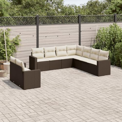 WDGJJFECNMUEHI 9-Piece Garden Sofa Set with Cushions Brown PE Rattan Outdoor Furniture for Patio Terrace Backyard Weather-Resistant Modular Design Storage Space WDGJJFECNMUEHI 9-Piece Garden Sofa Set with Cushions Brown PE Rattan Outdoor Furniture for Patio Terrace Backyard Weather-Resistant Modular Design Storage Space von WDGJJFECNMUEHI