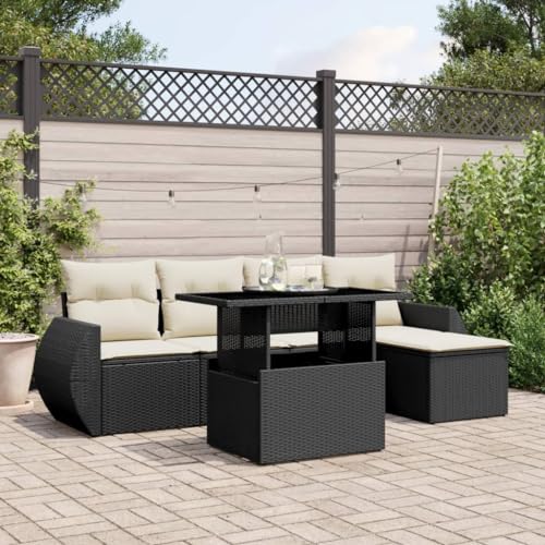 WDGJJFECNMUEHI 9-TLG. Garten-Essgruppe mit Kissen Braun Poly Rattan Glasgartenmöbel Set Lounge gartenmöbelset Garten Lounge gartenmöbel setGeeignet für Gartenterrassen von WDGJJFECNMUEHI
