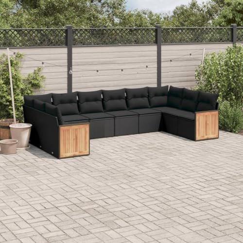 WDGJJFECNMUEHI 9-TLG. Garten-Essgruppe mit Kissen Braun Poly Rattangarten Lounge gartenmöbelset gartenmöbel Set gartenmöbel Set loungeGeeignet für Gartenterrassen von WDGJJFECNMUEHI