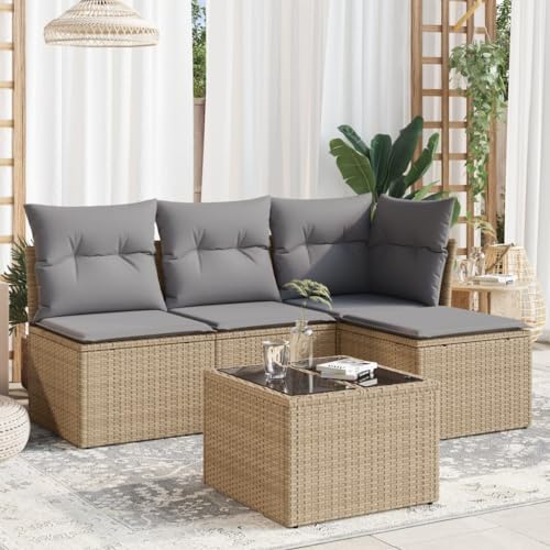 WDGJJFECNMUEHI 9-TLG. Garten-Essgruppe mit Kissen Braun Poly Rattangartenmöbel Set Lounge gartenmöbel Set gartenmöbelset Garten loungeGeeignet für Gartenterrassen von WDGJJFECNMUEHI