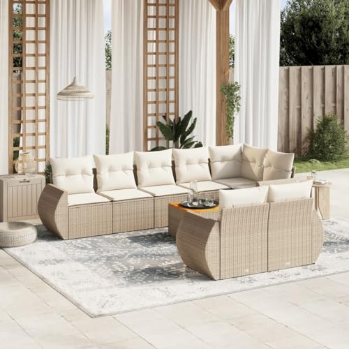 WDGJJFECNMUEHI 9-TLG. Garten-Essgruppe mit Kissen Grau Poly Rattangartenmöbelset Garten Lounge gartenmöbel Set Lounge gartenmöbel setGeeignet für Gartenterrassen von WDGJJFECNMUEHI