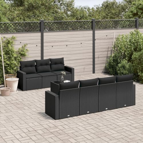 WDGJJFECNMUEHI 9-TLG. Garten-Essgruppe mit Kissen Grau Poly Rattangartenmöbelset gartenmöbel Set Garten Lounge gartenmöbel Set loungeGeeignet für Gartenterrassen von WDGJJFECNMUEHI
