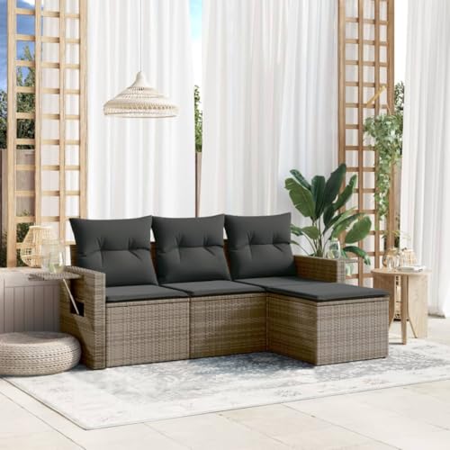 WDGJJFECNMUEHI 9-TLG. Garten-Essgruppe mit Kissen Grau Poly Rattangartenmöbelset gartenmöbel Set gartenmöbel Set Lounge Garten loungeGeeignet für Gartenterrassen von WDGJJFECNMUEHI