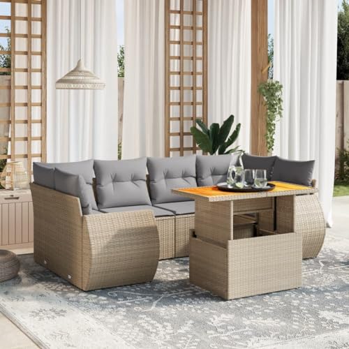 WDGJJFECNMUEHI 9-TLG. Garten-Essgruppe mit Kissen Schwarz Poly Rattangarten Lounge gartenmöbelset gartenmöbel Set gartenmöbel Set loungeGeeignet für Gartenterrassen von WDGJJFECNMUEHI