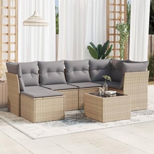WDGJJFECNMUEHI 9-TLG. Garten-Essgruppe mit Kissen Schwarz Poly Rattangartenmöbelset gartenmöbel Set gartenmöbel Set Lounge Garten loungeGeeignet für Gartenterrassen von WDGJJFECNMUEHI
