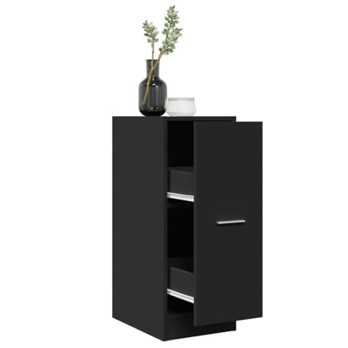 WDGJJFECNMUEHI Apothekerschrank Schwarz 30x41x77,5 cm Holzwerkstoff Medicine Cabinet with 2 Drawers for Kitchen Bathroom Office Storage Organizer Durable Moisture Resistant Furniture von WDGJJFECNMUEHI