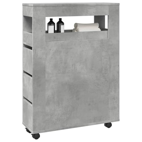 WDGJJFECNMUEHI Badschrank Schmal mit Rollen Betongrau Holzwerkstoff Badezimmer Aufbewahrung Schubladenschrank Rollcontainer Mobiler Schrank Küche Wohnzimmer Stauraum WDGJJFECNMUEHI Badschrank Schmal mit Rollen Betongrau Holzwerkstoff Badezimmer Aufbewahrung Schubladenschrank Rollcontainer Mobiler Schrank Küche Wohnzimmer Stauraum von WDGJJFECNMUEHI