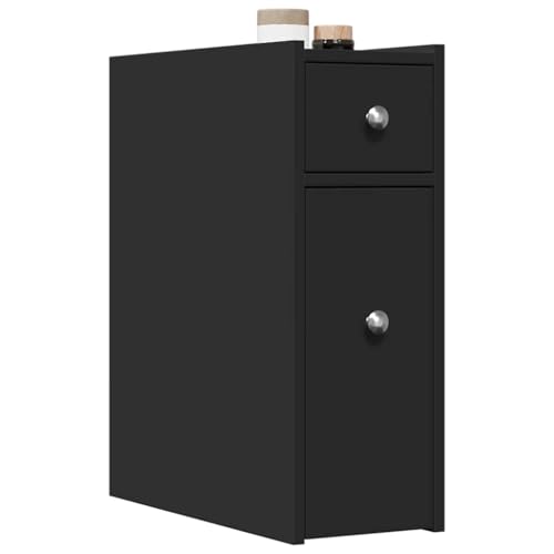 WDGJJFECNMUEHI Badschrank Schmal mit Rollen Schwarz Holzwerkstoff Badezimmer Aufbewahrung Schubladen Schrank Mobiler Rollcontainer Küche Wohnzimmer Organizer von WDGJJFECNMUEHI