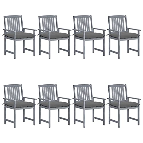 WDGJJFECNMUEHI Balkon Stuhl bequem campingstühle klappbarGartenstühle mit Kissen 8 STK. Massivholz Akazie GrauGeeignet für Gärten, Terrassen und Balkone von WDGJJFECNMUEHI
