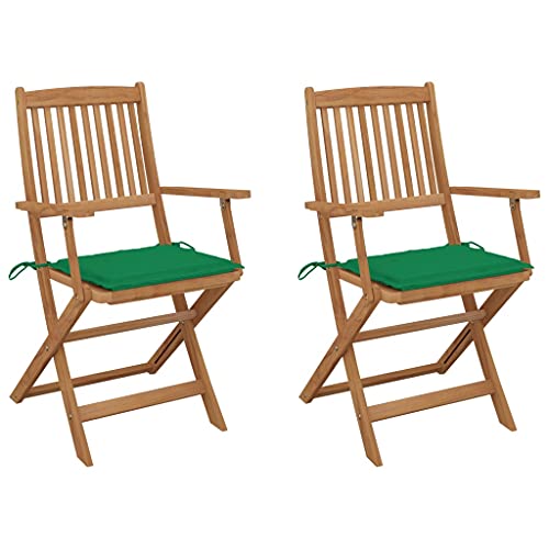 WDGJJFECNMUEHI Balkon Stuhl bequem campingstühle klappbarKlappbare Gartenstühle 2 STK. mit Kissen Massivholz AkazieGeeignet für Gärten, Terrassen und Balkone von WDGJJFECNMUEHI