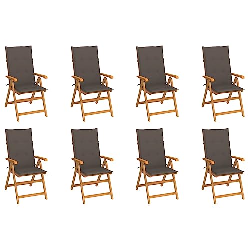 WDGJJFECNMUEHI Balkon Stuhl bequem campingstühle klappbarVerstellbare Gartenstühle mit Auflagen 8 STK. Massivholz TeakGeeignet für Gärten, Terrassen und Balkone von WDGJJFECNMUEHI