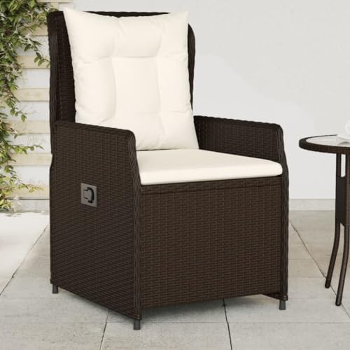 WDGJJFECNMUEHI Balkon Stuhl klappbar gartenstühle holzGartensessel 2 STK. Verstellbar Braun Poly RattanGeeignet für Gärten, Terrassen und Balkone von WDGJJFECNMUEHI