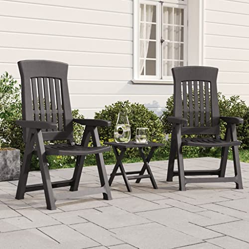 WDGJJFECNMUEHI Balkon Stuhl klappbar gartenstühle holzGartenstühle 2 STK. Verstellbar Anthrazit PPGeeignet für Gärten, Terrassen und Balkone von WDGJJFECNMUEHI