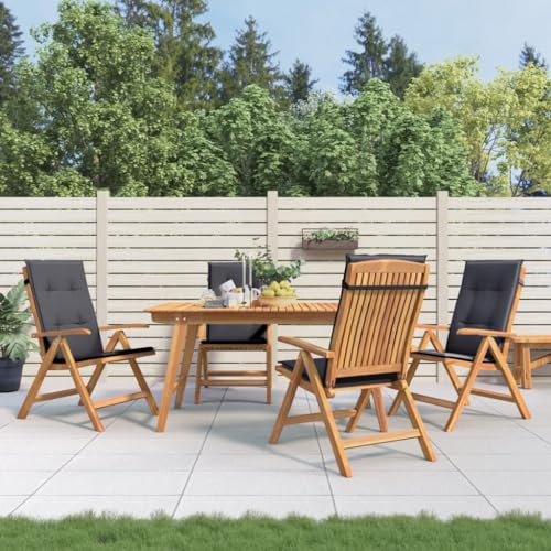 WDGJJFECNMUEHI Balkon Stuhl klappbar gartenstühle holzGartenstühle mit Kissen 4 STK. Massivholz TeakGeeignet für Gärten, Terrassen und Balkone von WDGJJFECNMUEHI