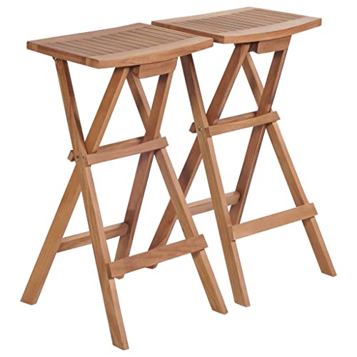 WDGJJFECNMUEHI Balkon Stuhl klappbar gartenstühle holzKlappbare Barhocker 2 STK. Massivholz TeakGeeignet für Gärten, Terrassen und Balkone von WDGJJFECNMUEHI