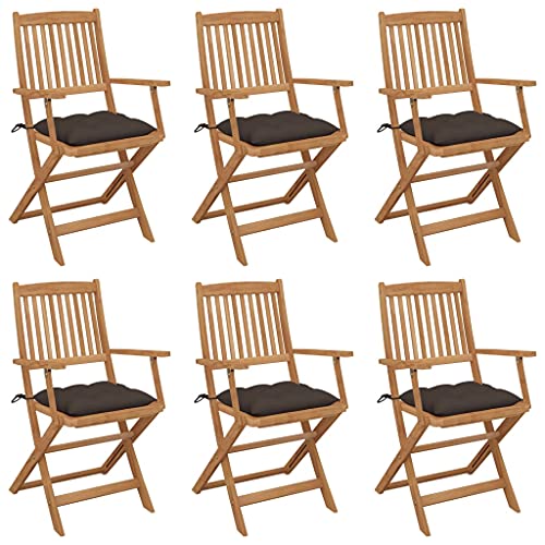 WDGJJFECNMUEHI Balkon Stuhl klappbar gartenstühle holzKlappbare Gartenstühle 6 STK. mit Kissen Massivholz AkazieGeeignet für Gärten, Terrassen und Balkone von WDGJJFECNMUEHI