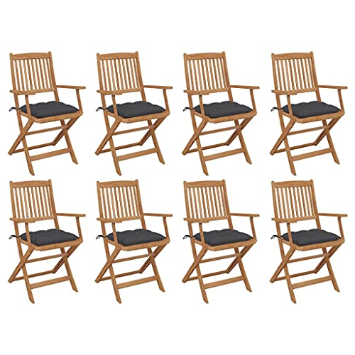 WDGJJFECNMUEHI Balkon Stuhl klappbar gartenstühle holzKlappbare Gartenstühle mit Kissen 8 STK. Massivholz AkazieGeeignet für Gärten, Terrassen und Balkone von WDGJJFECNMUEHI