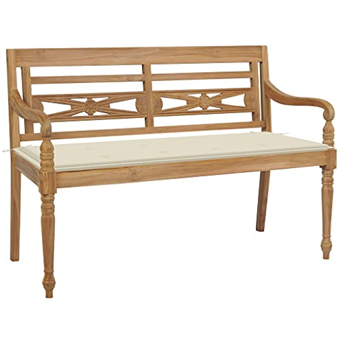 WDGJJFECNMUEHI Batavia Garden Bench 120cm Teak Solid Wood with Cream White Cushion Outdoor Patio Furniture Weatherproof Durable Comfortable Seating WDGJJFECNMUEHI Batavia Garden Bench 120cm Teak Solid Wood with Cream White Cushion Outdoor Patio Furniture Weatherproof Durable Comfortable Seating von WDGJJFECNMUEHI