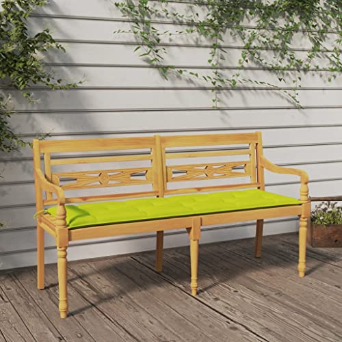 WDGJJFECNMUEHI Batavia Garden Bench with Light Green Cushion 150 cm Solid Teak Wood Outdoor Patio Furniture for Terrace Garden Relaxation Comfort Seating von WDGJJFECNMUEHI